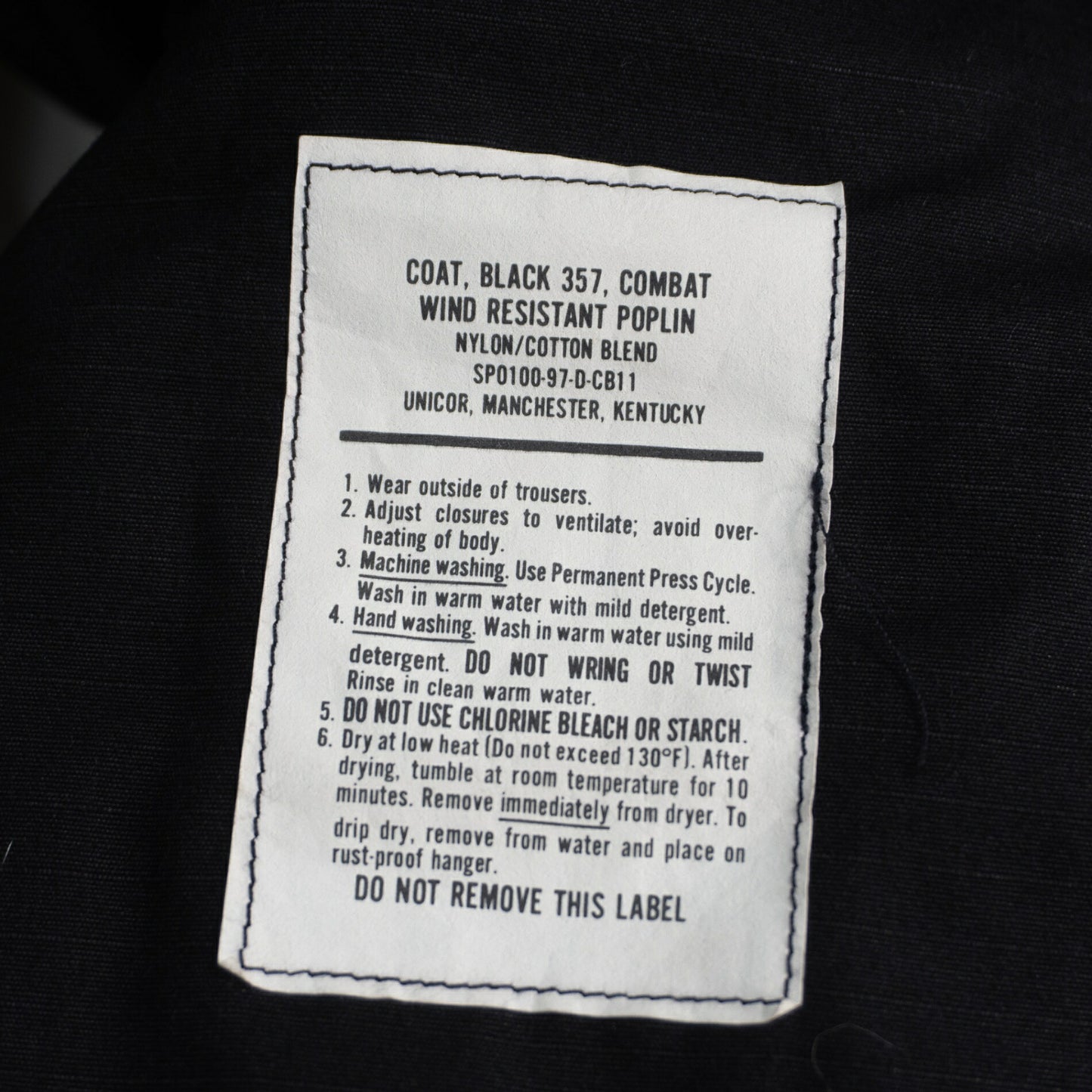 US ARMY '97 Black357 BDU Ripstop Jacket Size MEDIUM-REGULAR