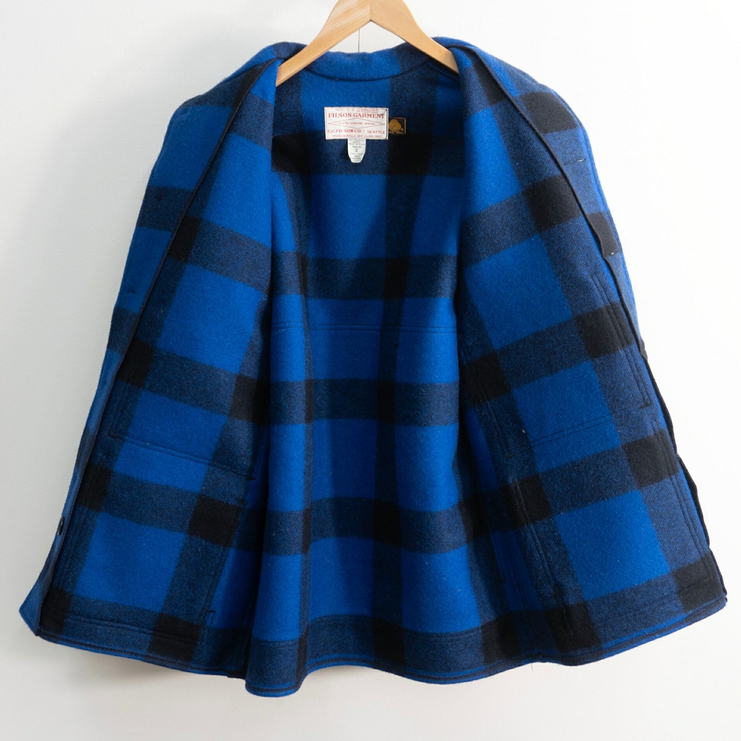 FILSON Mackinaw Cruiser Wool Jacket Blue Check Size 40