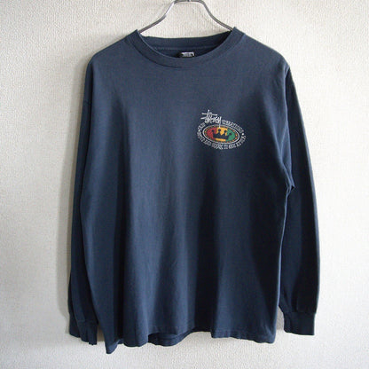USA 90s Old Stussy Double Sided Print Long Sleeve T-Shirt Size M