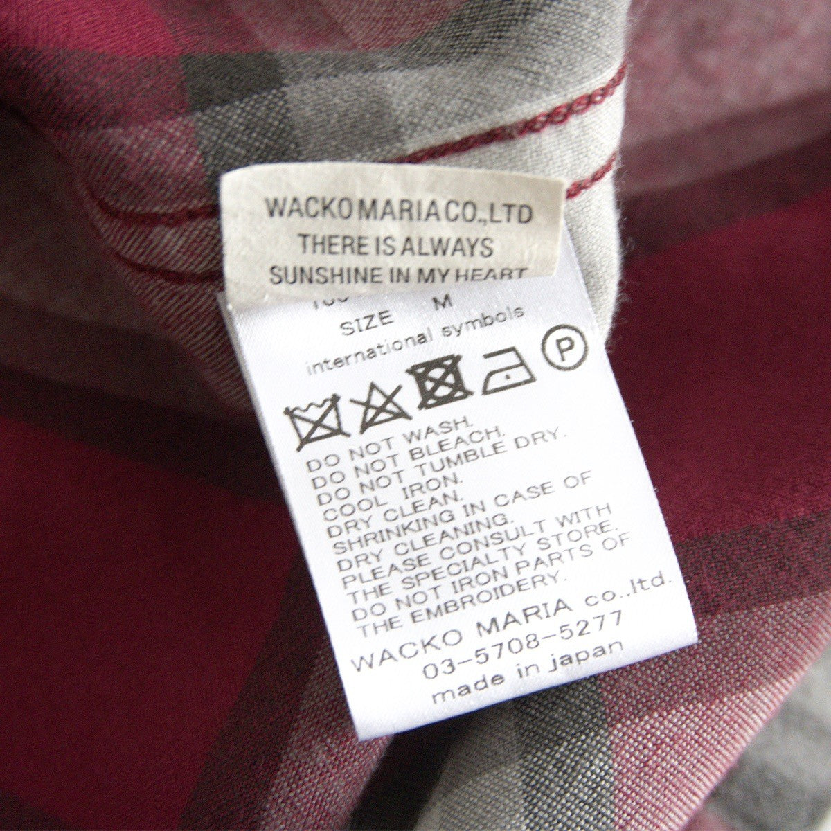 WACKO MARIA Rayon Ombre Check Open Collar Shirt Size M