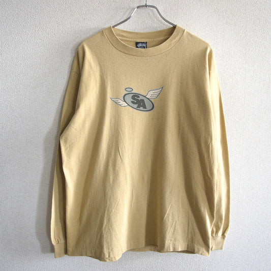 USA 90s Old Stussy Double Sided Print Long Sleeve T-Shirt Size L