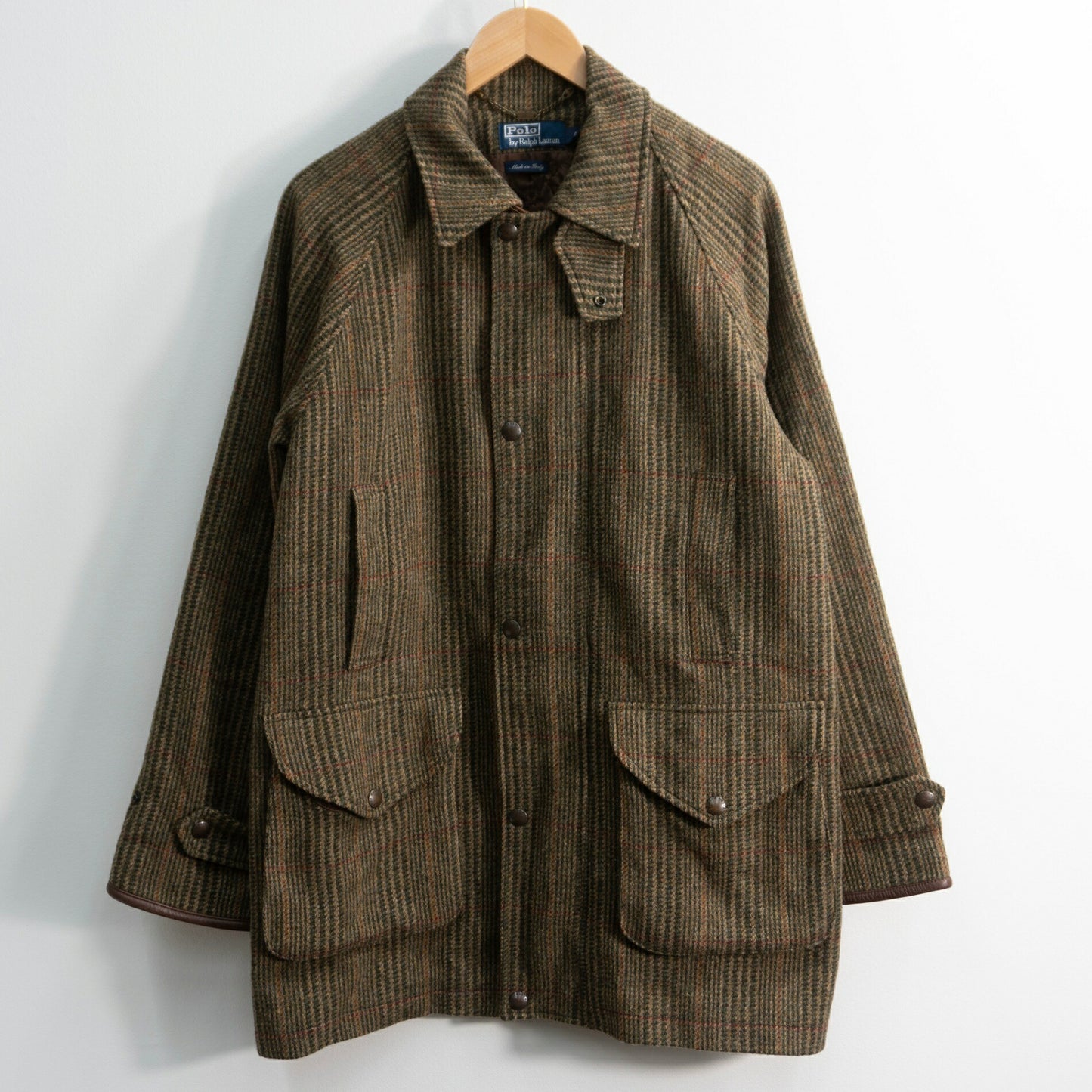 POLO RALPH LAUREN Cashmere Blend Leather Tweed Coat Size M