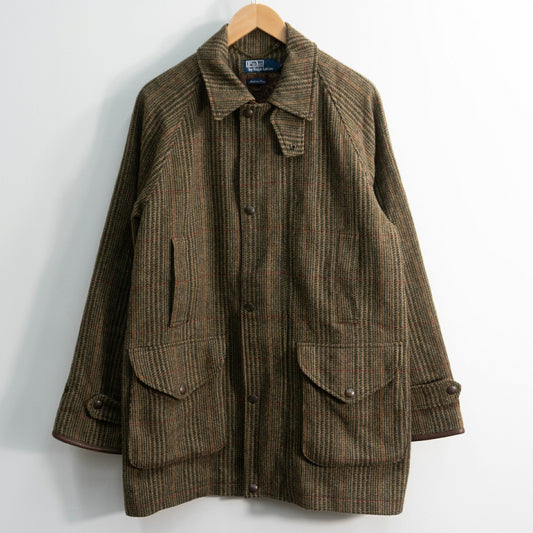 POLO RALPH LAUREN Cashmere Blend Leather Tweed Coat Size M