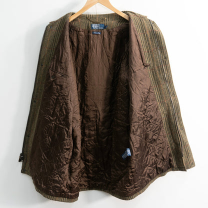 POLO RALPH LAUREN Cashmere Blend Leather Tweed Coat Size M