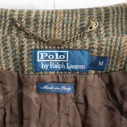 POLO RALPH LAUREN Cashmere Blend Leather Tweed Coat Size M