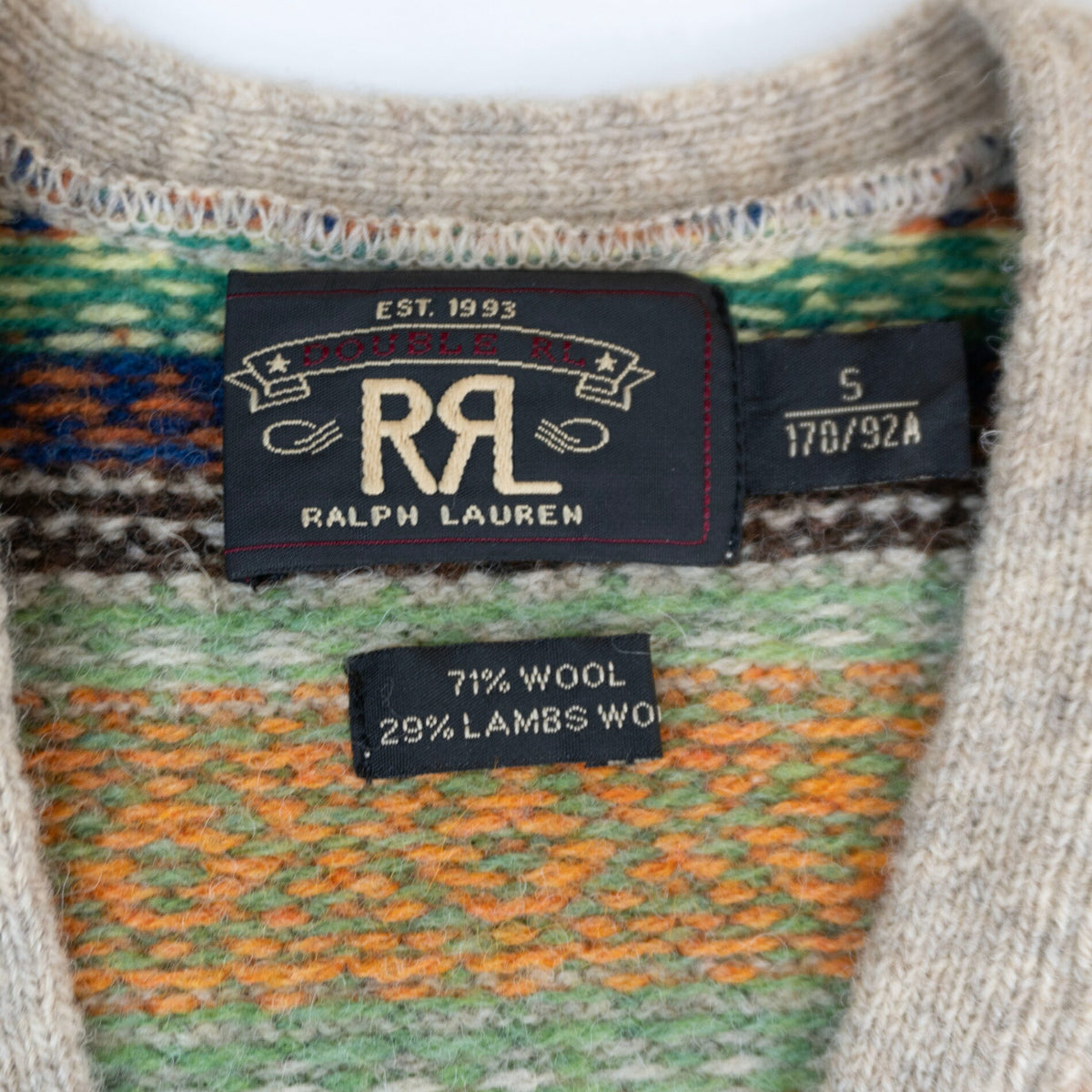 RRL Wool Fair Isle Knit Vest Size S