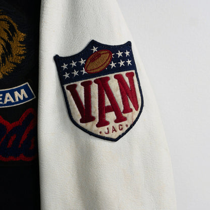 VAN JAC Leather Sleeve Stadium Jumper Patches Size M