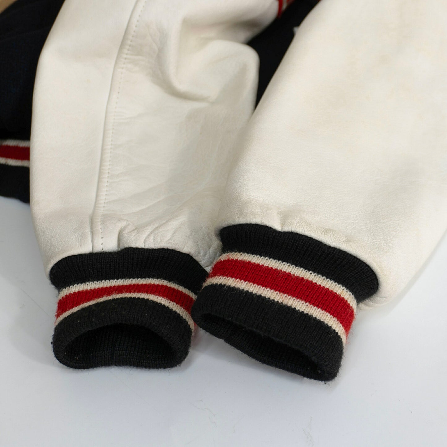 VAN JAC Leather Sleeve Stadium Jumper Patches Size M