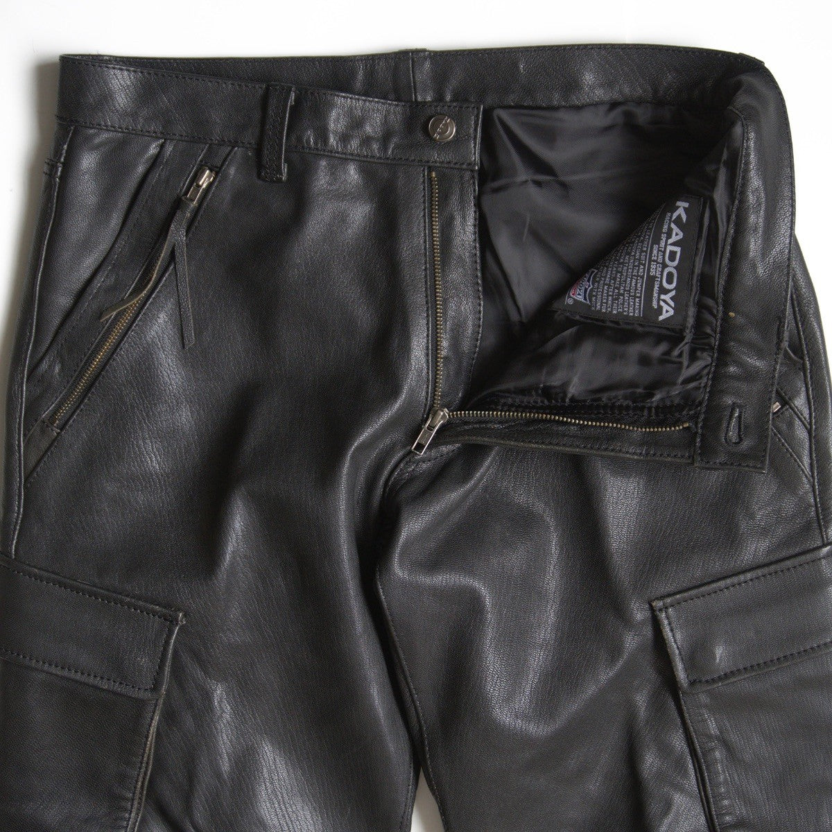 KADOYA Thick Cowhide Leather Cargo Pants Size LL