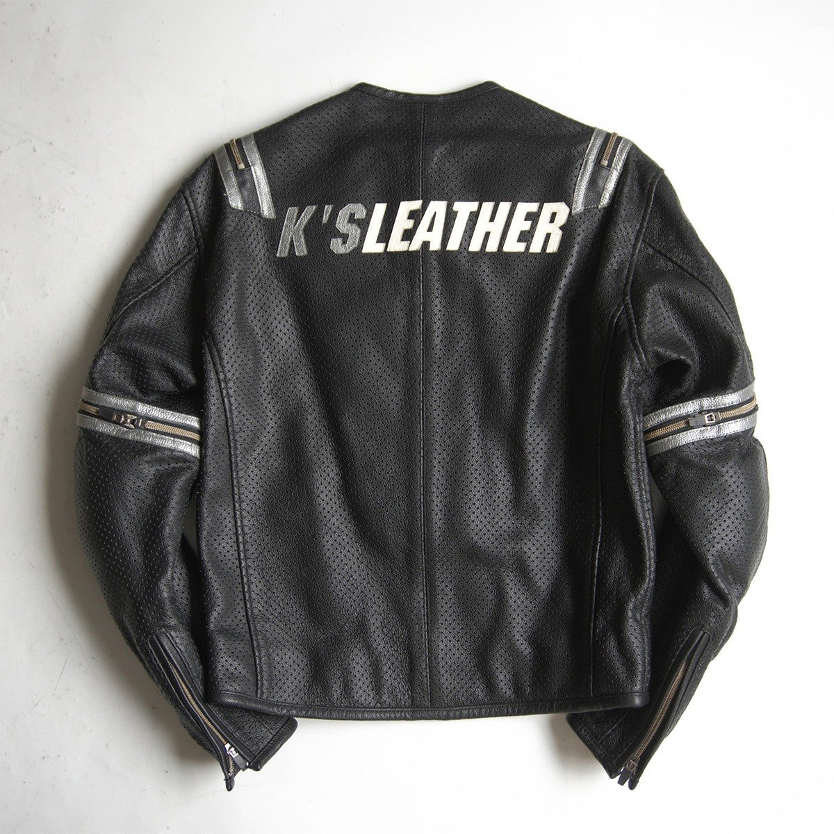 KADOYA Punched Leather Single Rider Zip Sleeve Jacket Size M