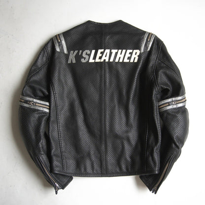 KADOYA Punched Leather Single Rider Zip Sleeve Jacket Size M