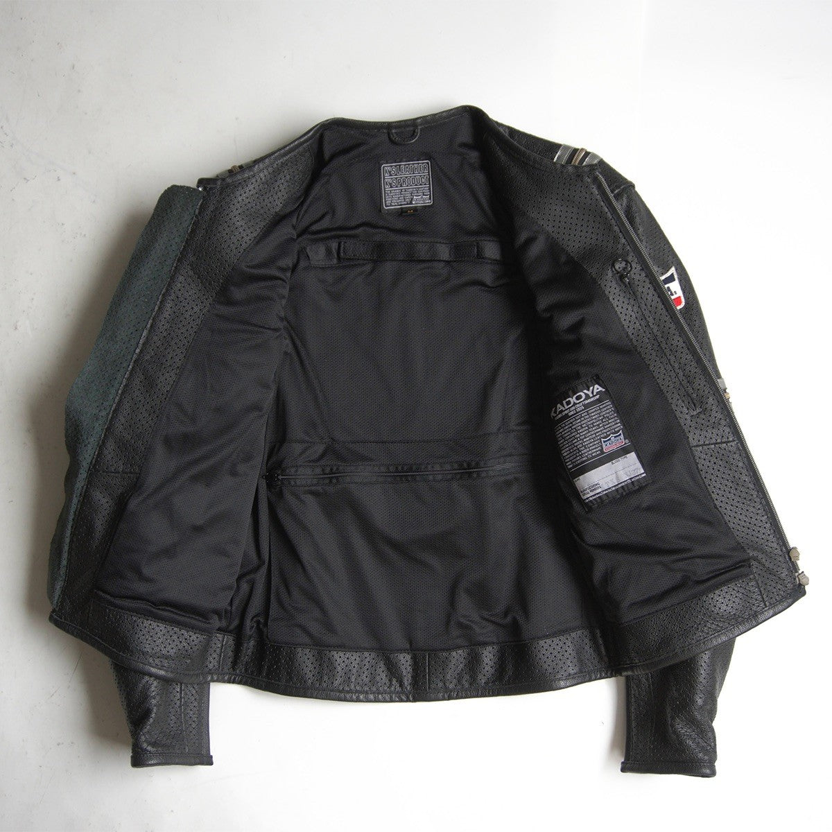 KADOYA Punched Leather Single Rider Zip Sleeve Jacket Size M