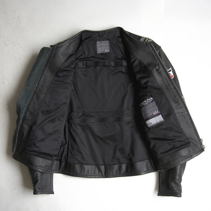 KADOYA Punched Leather Single Rider Zip Sleeve Jacket Size M