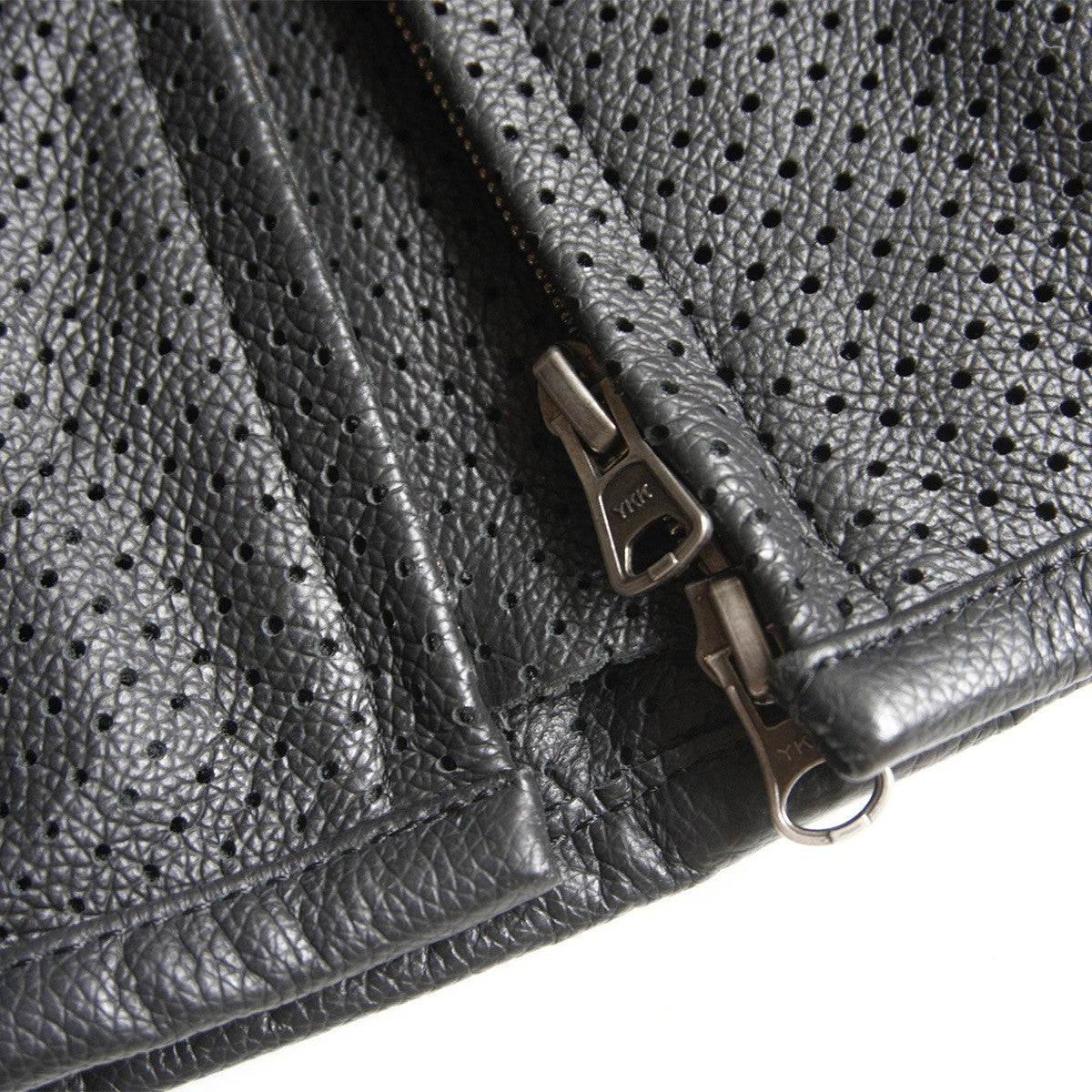 KADOYA Punched Leather Single Rider Zip Sleeve Jacket Size M