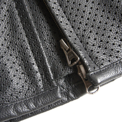 KADOYA Punched Leather Single Rider Zip Sleeve Jacket Size M