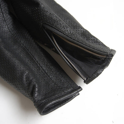 KADOYA Punched Leather Single Rider Zip Sleeve Jacket Size M