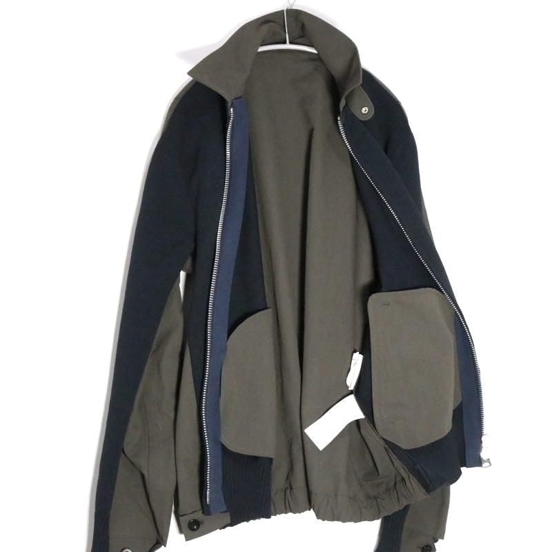 sacai 26SS Weathercloth Knit Blouson Olive Navy Size 3