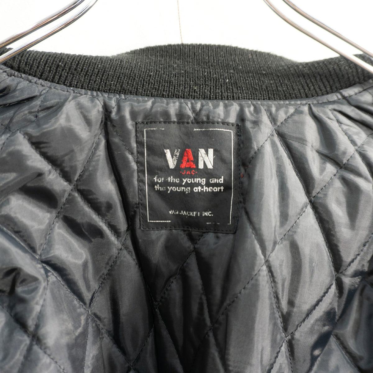 VAN JAC Sleeve Leather Stadium Jumper Black Size M