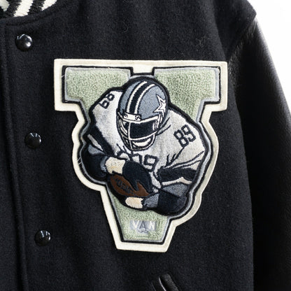 VAN JAC Sleeve Leather Stadium Jumper Black Size M