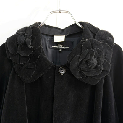 COMME des GARCONS Tricot 90s Velour Rose Collar Coat Size M