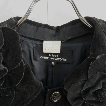 COMME des GARCONS Tricot 90s Velour Rose Collar Coat Size M
