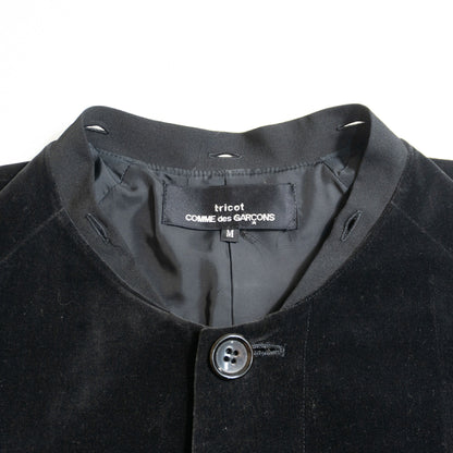 COMME des GARCONS Tricot 90s Velour Rose Collar Coat Size M