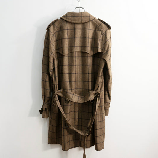 MACKINTOSH LONDON Wool Windowpane Trench Coat Size L