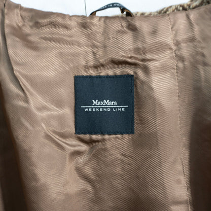 MAX MARA WEEKEND Brown Wool Tweed Hooded Coat Size 42