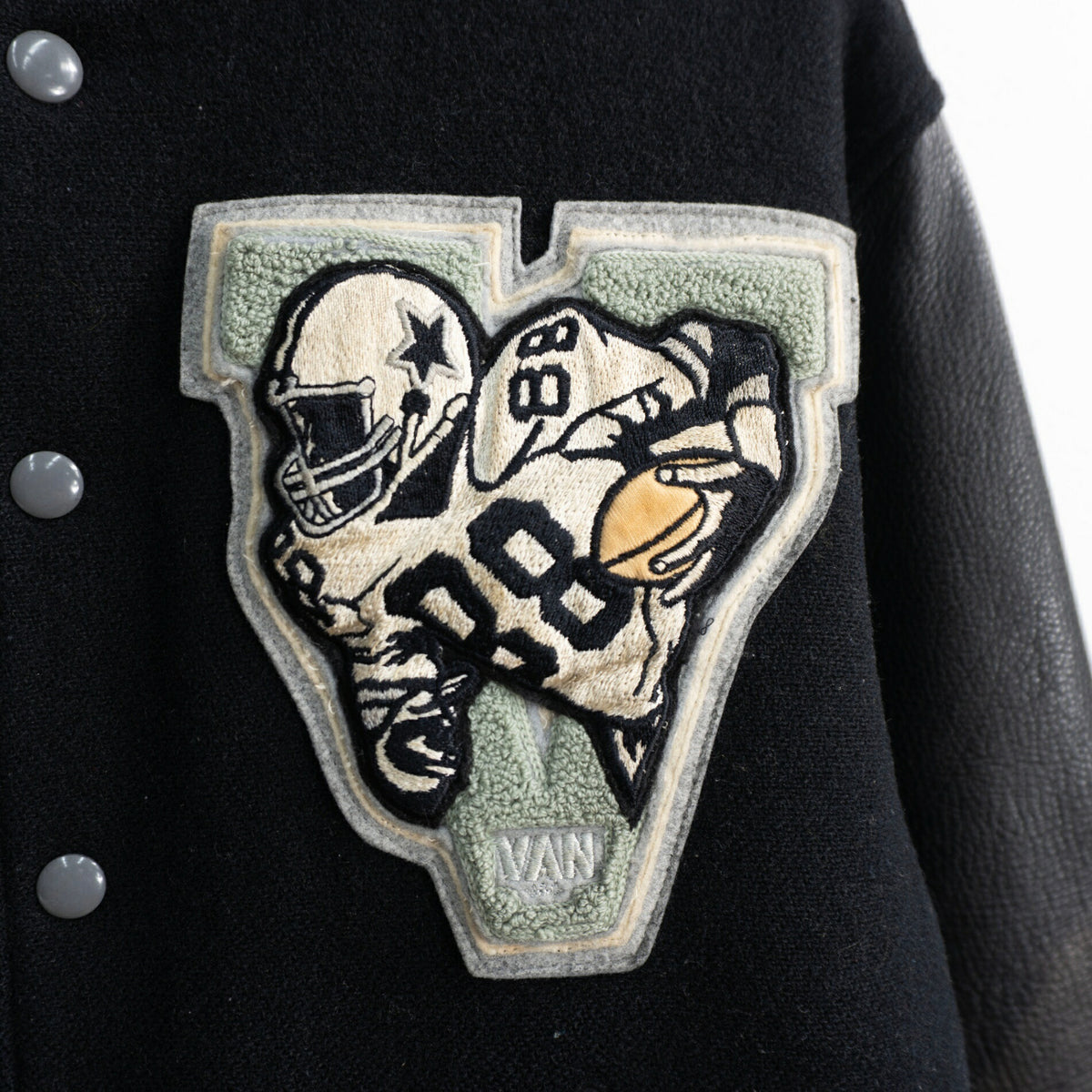 VAN JAC Black Leather Sleeve Patch Size M