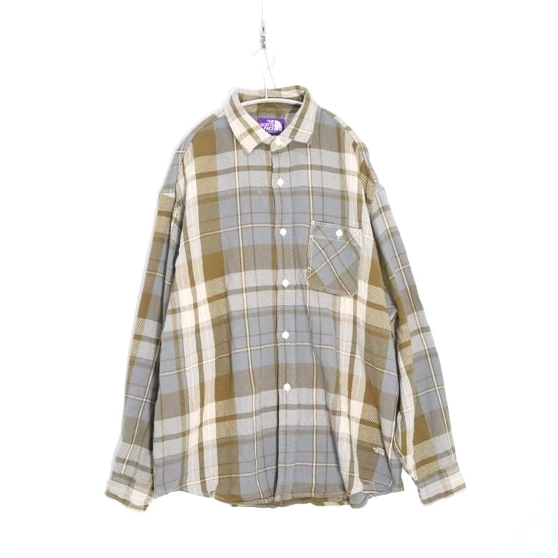 THE NORTH FACE PURPLE LABEL Flannel Plaid Shirt Khaki Size L