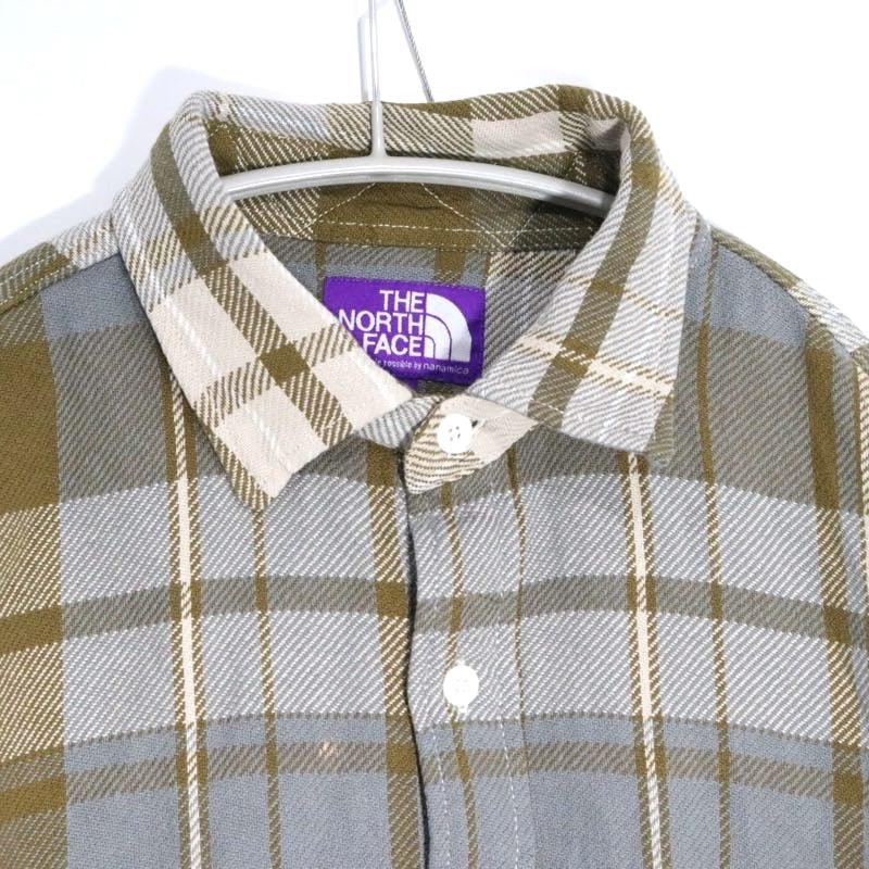 THE NORTH FACE PURPLE LABEL Flannel Plaid Shirt Khaki Size L