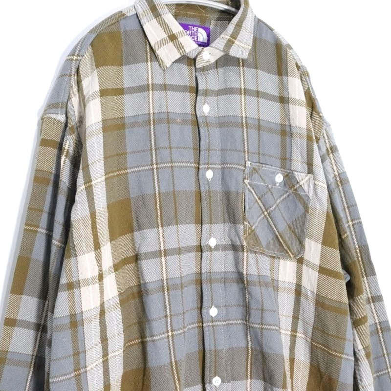 THE NORTH FACE PURPLE LABEL Flannel Plaid Shirt Khaki Size L