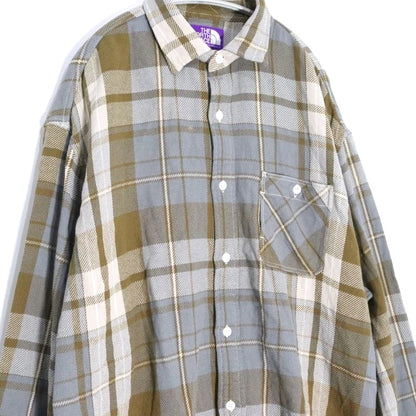 THE NORTH FACE PURPLE LABEL Flannel Plaid Shirt Khaki Size L