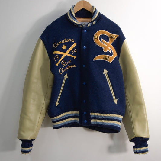 WHITESVILLE Leather Sleeve Stadium Jumper Size 40
