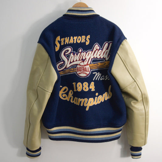WHITESVILLE Leather Sleeve Stadium Jumper Size 40