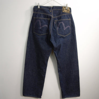 EVISU Lot 2001 Dark Wash Gull Paint Denim Jeans Size 34×35