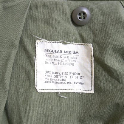 US ARMY 60s M-65 2nd Field Aluminum Zip Jacket Size MEDIUM-REGULAR