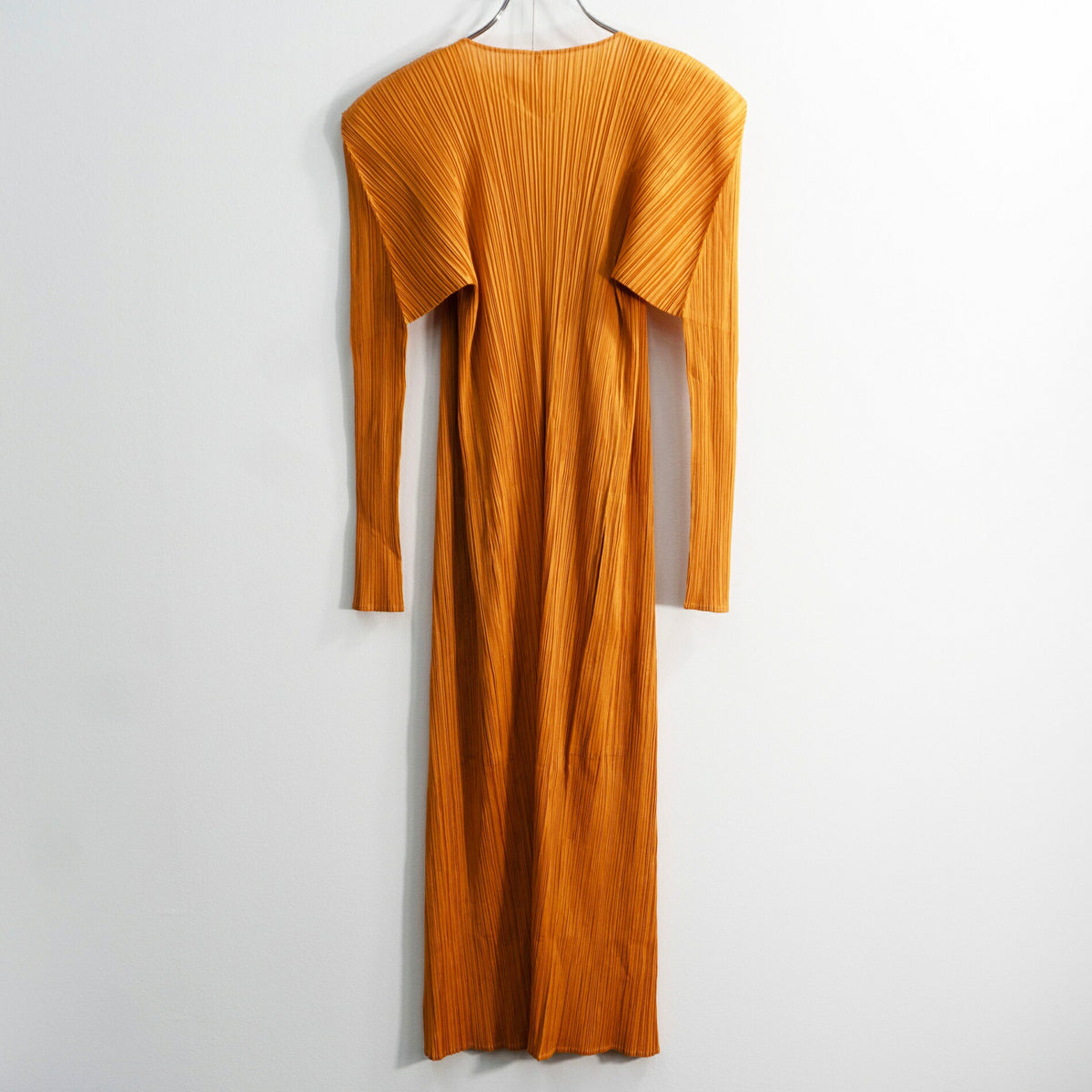 PLEATS PLEASE Orange Pleated Long Cardigan Size 2