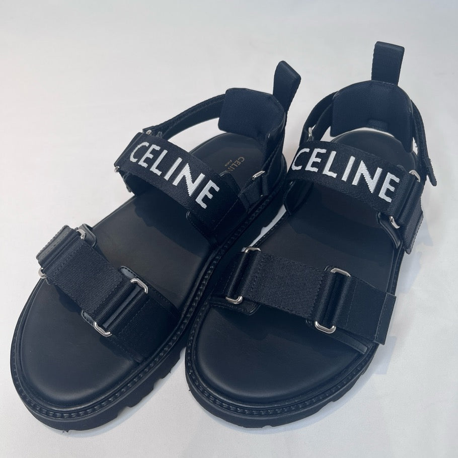 CELINE Billy Strappy Sandals Black Size 39