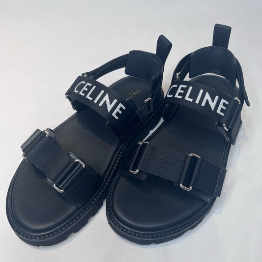 CELINE Billy Strappy Sandals Black Size 39