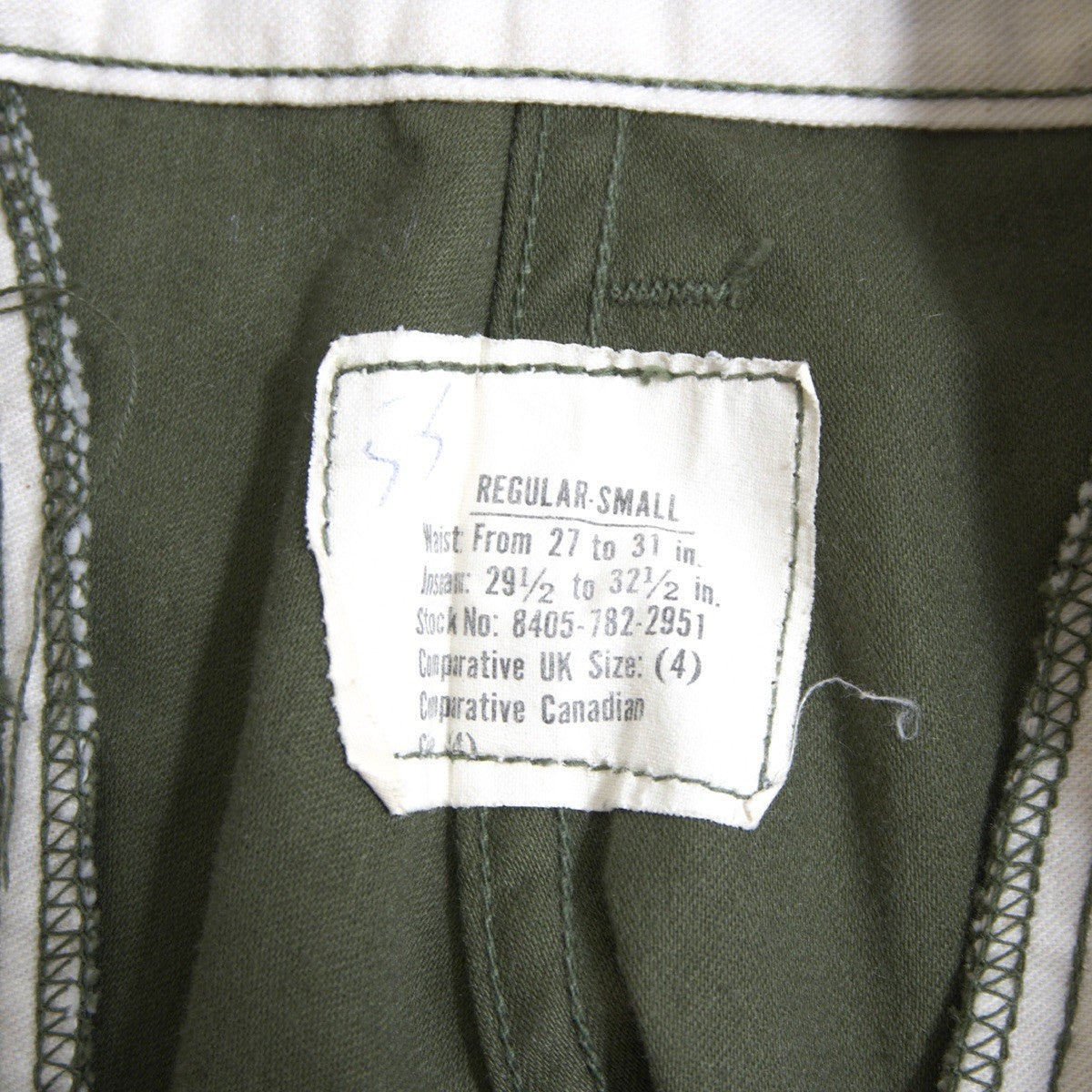 US ARMY 60s M-65 Field Cargo Aluminum Zip Pants Size SMALL-REGULAR