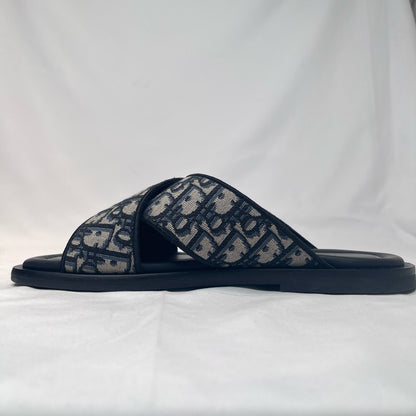 DIOR Alias Oblique Jacquard Cross Sandals Navy Size 41