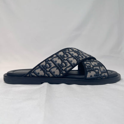DIOR Alias Oblique Jacquard Cross Sandals Navy Size 41
