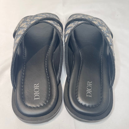 DIOR Alias Oblique Jacquard Cross Sandals Navy Size 41