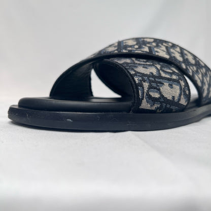 DIOR Alias Oblique Jacquard Cross Sandals Navy Size 41