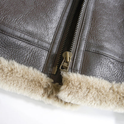 MILITARY CLOTHING B-3 Shearling Bomber Jacket Brown Size L