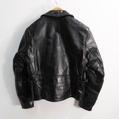 AERO LEATHER Half Belt Horsehide Jacket Black Size 36