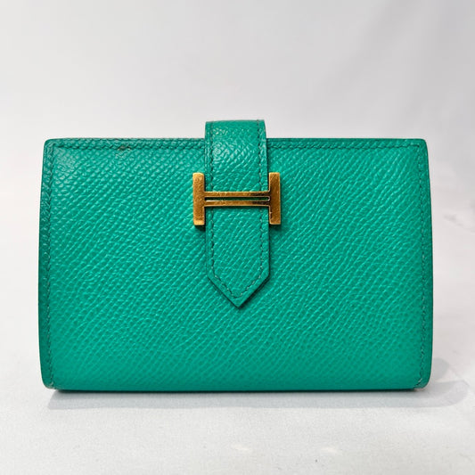 HERMES Bearn Mini Veau Epsom Jade Green Coin Case