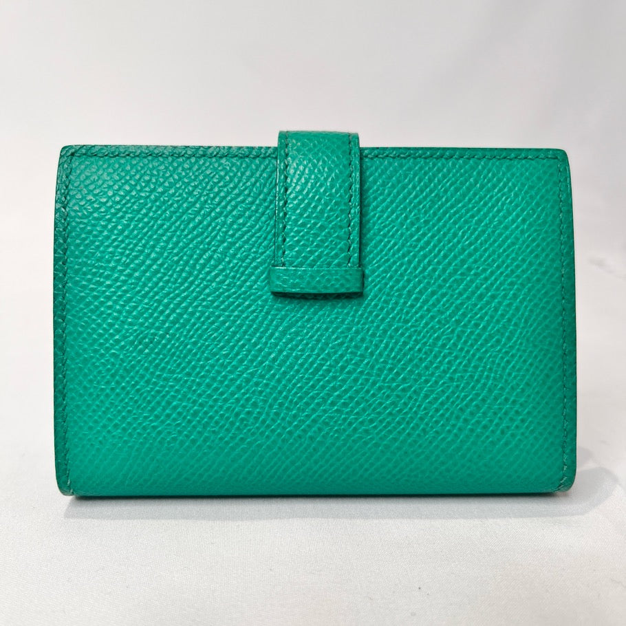 HERMES Bearn Mini Veau Epsom Jade Green Coin Case