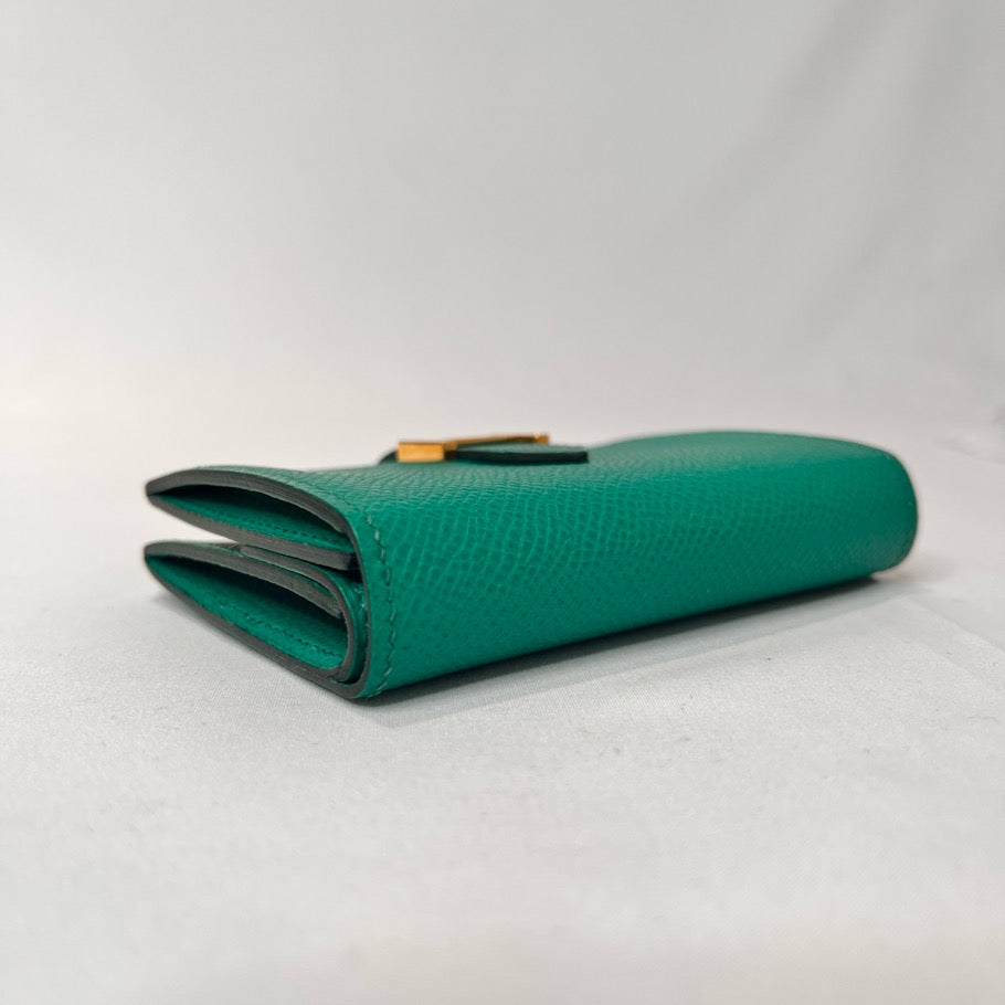 HERMES Bearn Mini Veau Epsom Jade Green Coin Case